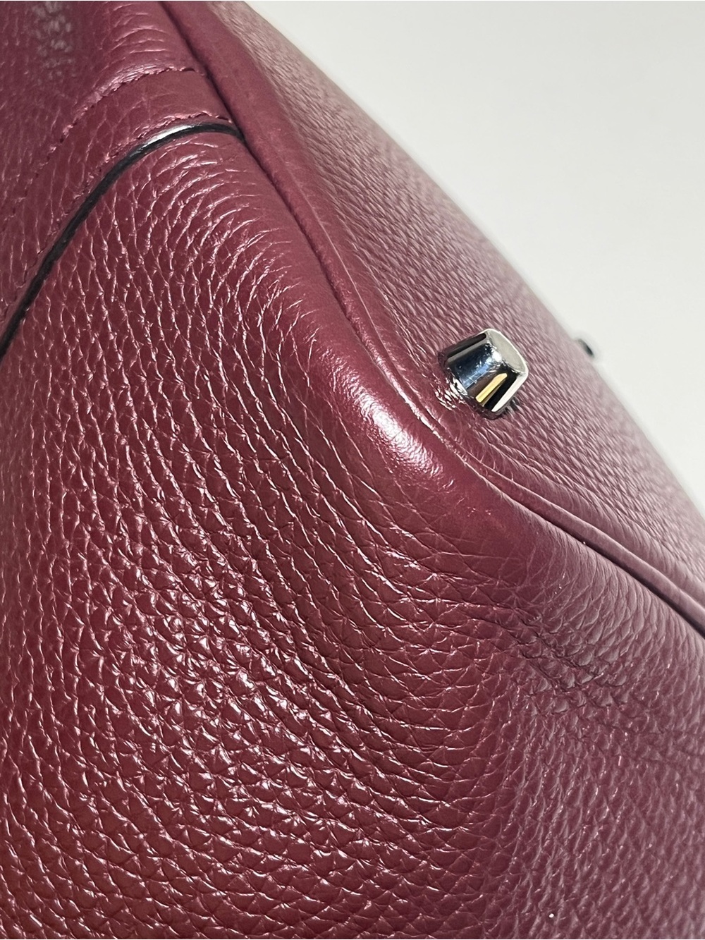 Hermes Bordeaux Togo Leather Bucket Tote with Silver-Tone Padlock - Picture 8 of 16